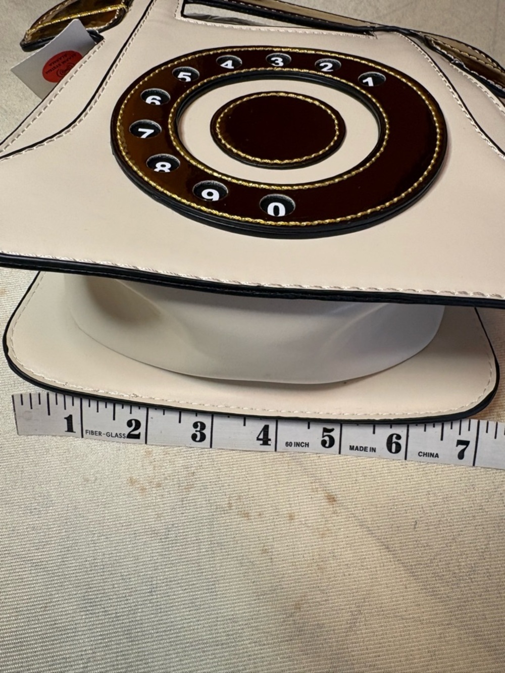 Novelty Cream Crossbody Phone Bag with Gold Accents - Picture 12 of 13